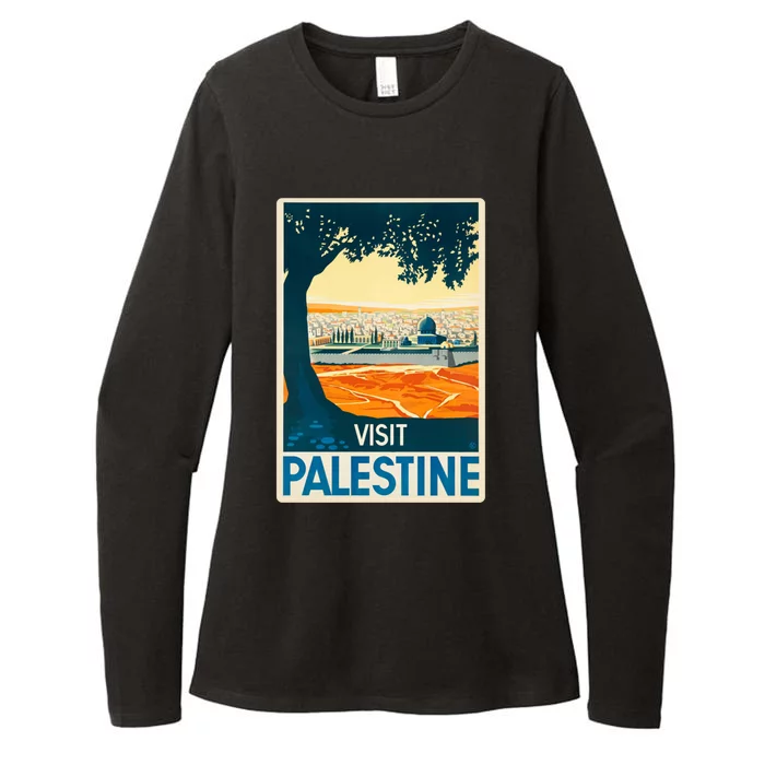 Vintage Poster Middle East Artcute Giftvisit Palestine Cool Gift Womens CVC Long Sleeve Shirt