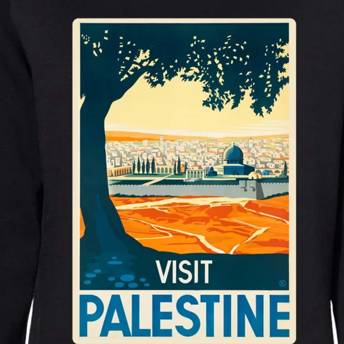 Vintage Poster Middle East Artcute Giftvisit Palestine Cool Gift Womens California Wash Sweatshirt