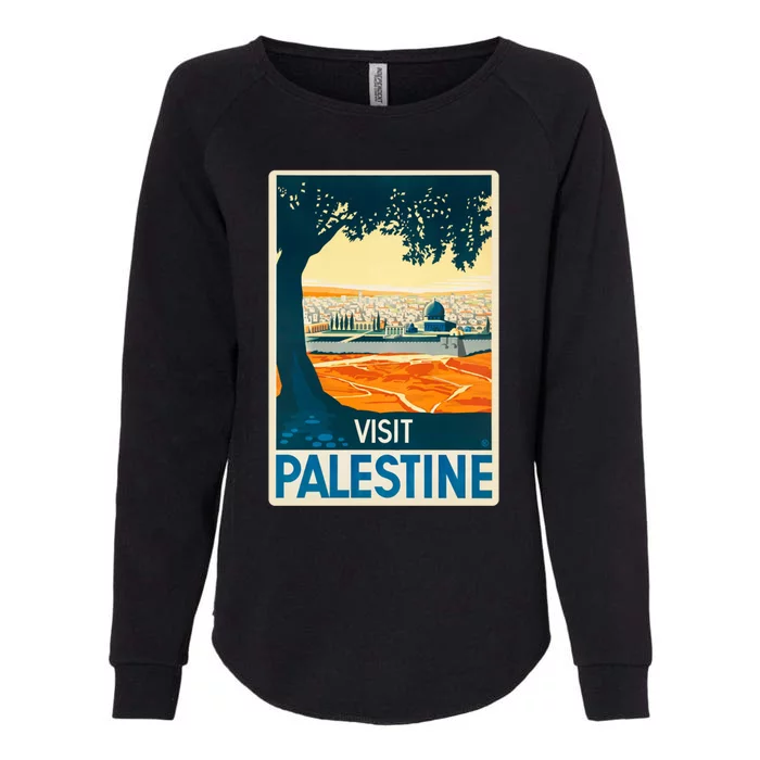 Vintage Poster Middle East Artcute Giftvisit Palestine Cool Gift Womens California Wash Sweatshirt