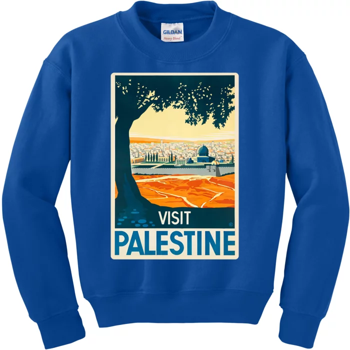 Vintage Poster Middle East Artcute Giftvisit Palestine Cool Gift Kids Sweatshirt