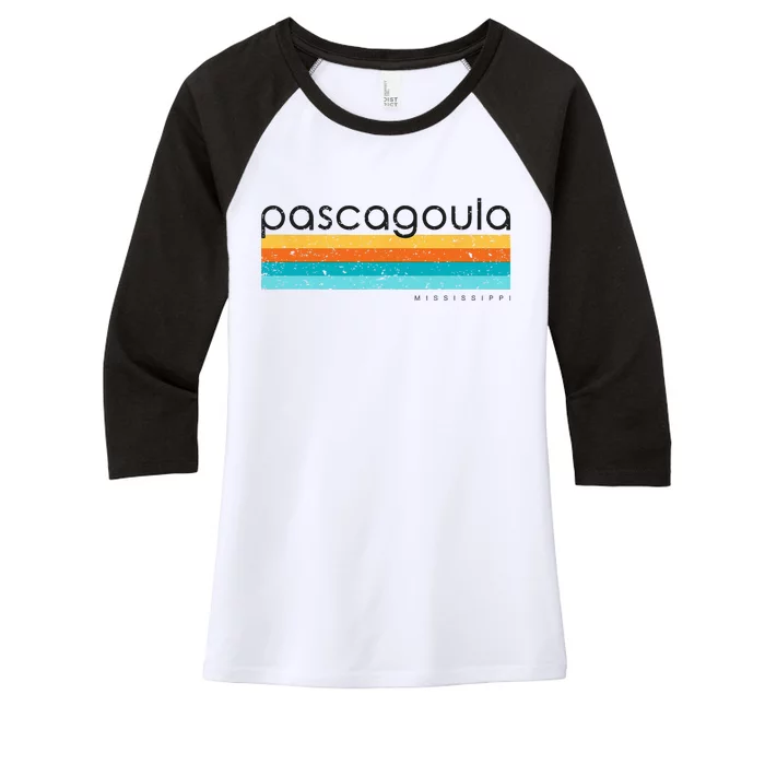 Vintage Pascagoula Mississippi MS Retro Design Women's Tri-Blend 3/4-Sleeve Raglan Shirt