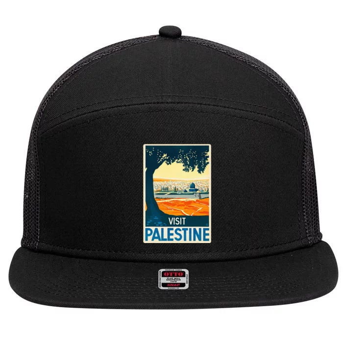 Vintage Poster Middle East Art Visit Palestine 7 Panel Mesh Trucker Snapback Hat