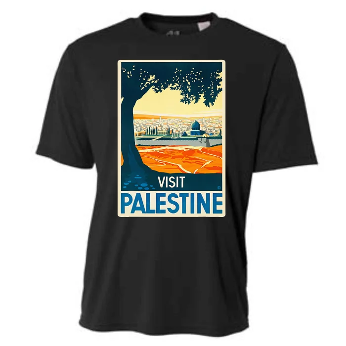 Vintage Poster Middle East Art Visit Palestine Cooling Performance Crew T-Shirt