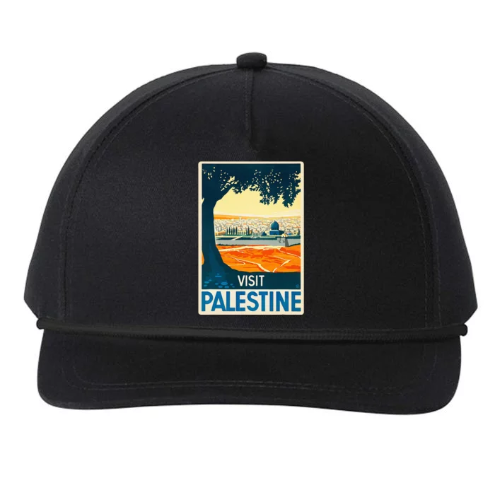 Vintage Poster Middle East Art Visit Palestine Snapback Five-Panel Rope Hat