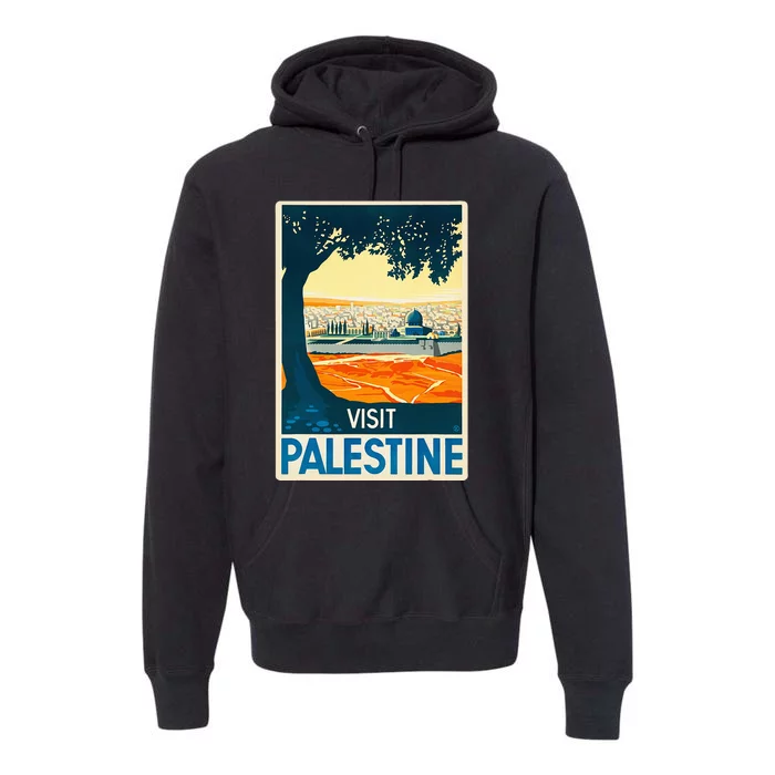 Vintage Poster Middle East Art Visit Palestine Premium Hoodie