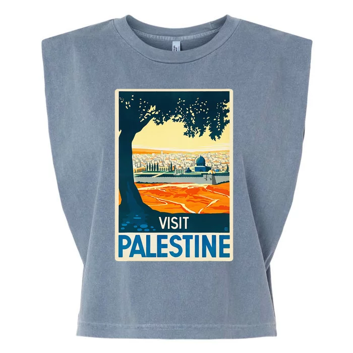 Vintage Poster Middle East Art Visit Palestine Garment-Dyed Women's Muscle Tee