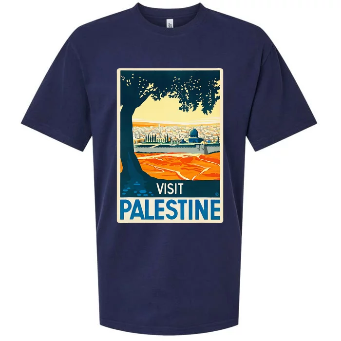 Vintage Poster Middle East Art Visit Palestine Sueded Cloud Jersey T-Shirt