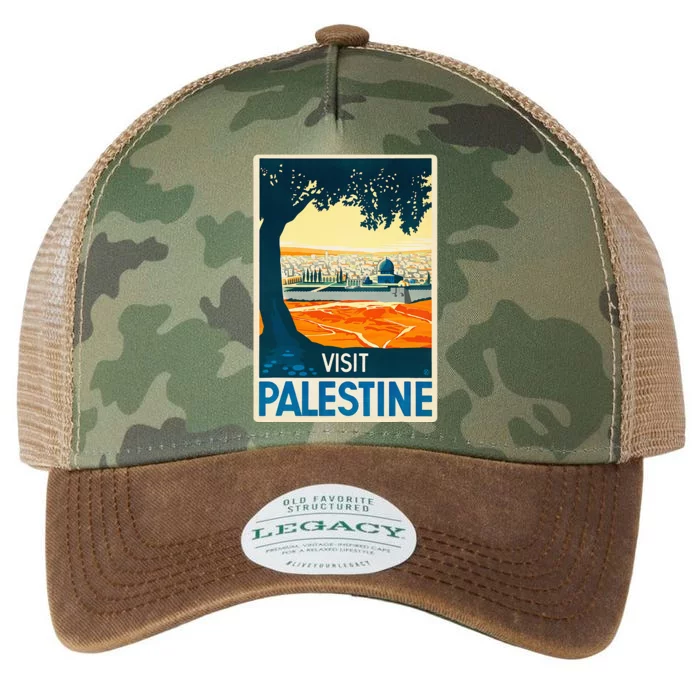 Vintage Poster Middle East ArtVisit Palestine Legacy Tie Dye Trucker Hat