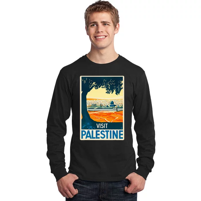 Vintage Poster Middle East ArtVisit Palestine Tall Long Sleeve T-Shirt