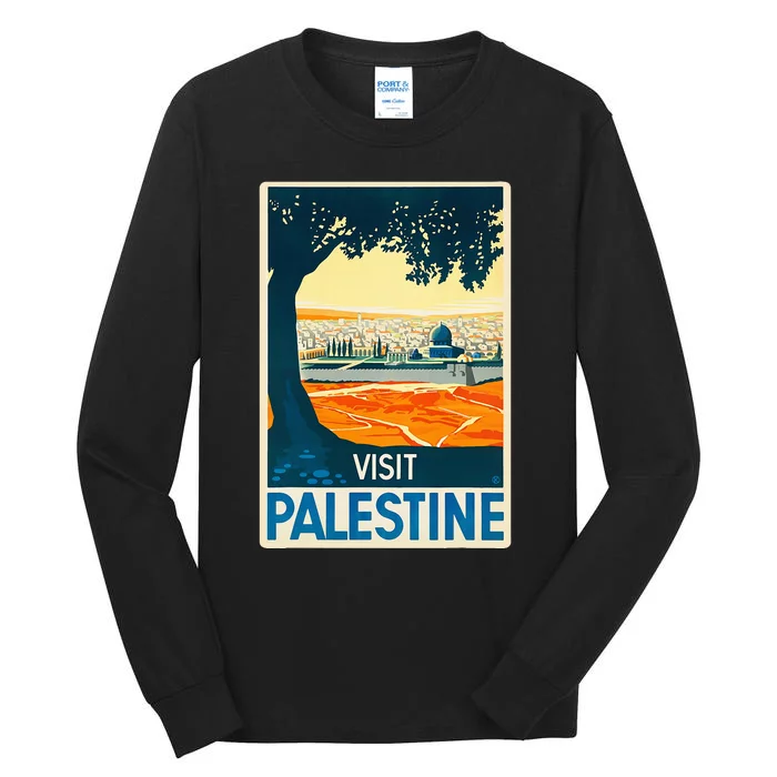 Vintage Poster Middle East ArtVisit Palestine Tall Long Sleeve T-Shirt