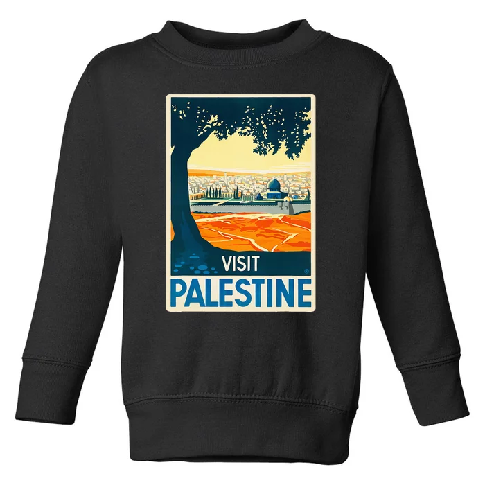 Vintage Poster Middle East ArtVisit Palestine Toddler Sweatshirt