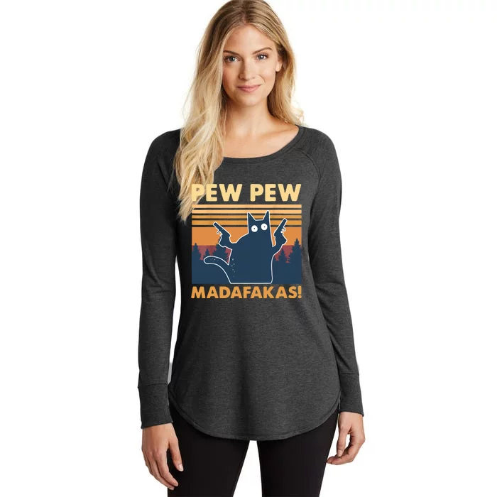 Vintage PewPewPew Madafakas TShirt Crazy Pew Cat Women's Perfect Tri Tunic Long Sleeve Shirt