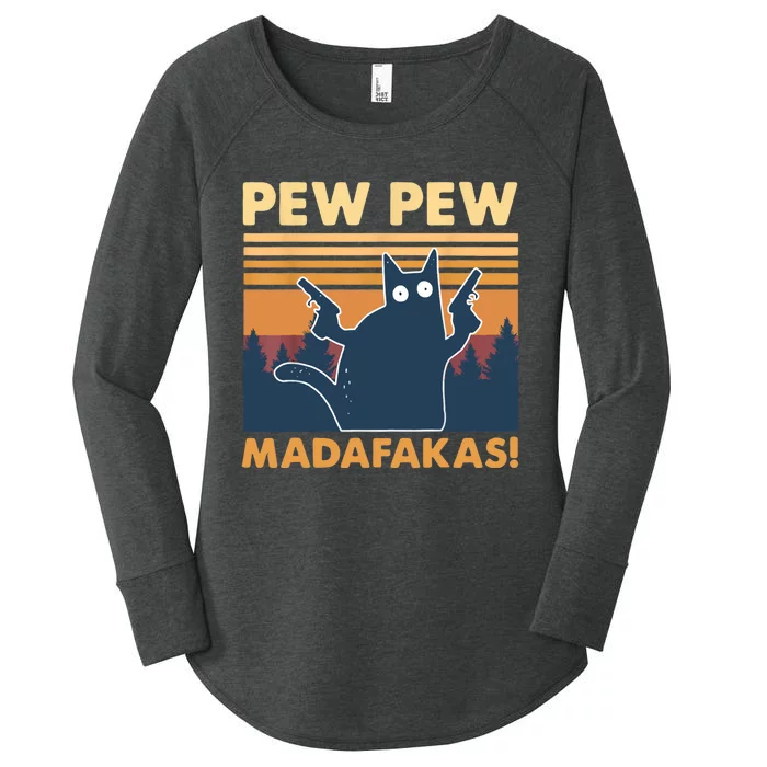 Vintage PewPewPew Madafakas TShirt Crazy Pew Cat Women's Perfect Tri Tunic Long Sleeve Shirt