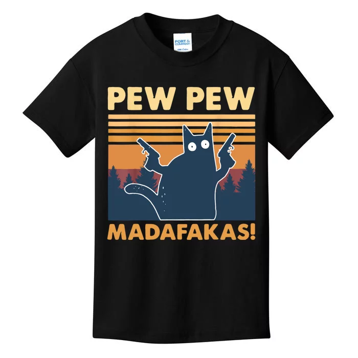 Vintage PewPewPew Madafakas TShirt Crazy Pew Cat Kids T-Shirt