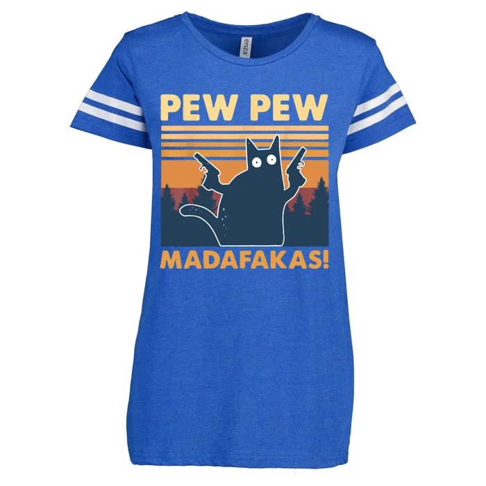 Vintage PewPewPew Madafakas TShirt Crazy Pew Cat Enza Ladies Jersey Football T-Shirt