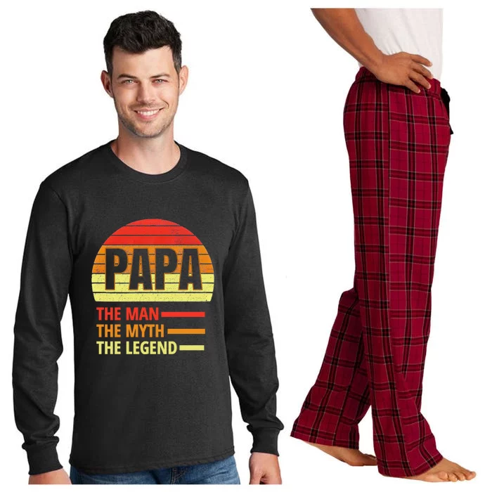 Vintage Papa Myth Legend Funny Gift For Grandparents Gift Long Sleeve Pajama Set