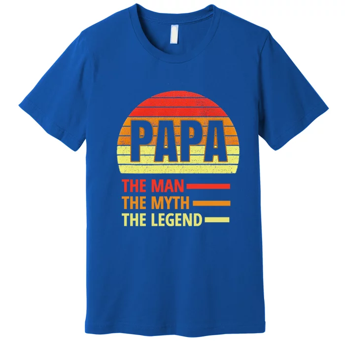 Vintage Papa Myth Legend Funny Gift For Grandparents Gift Premium T-Shirt