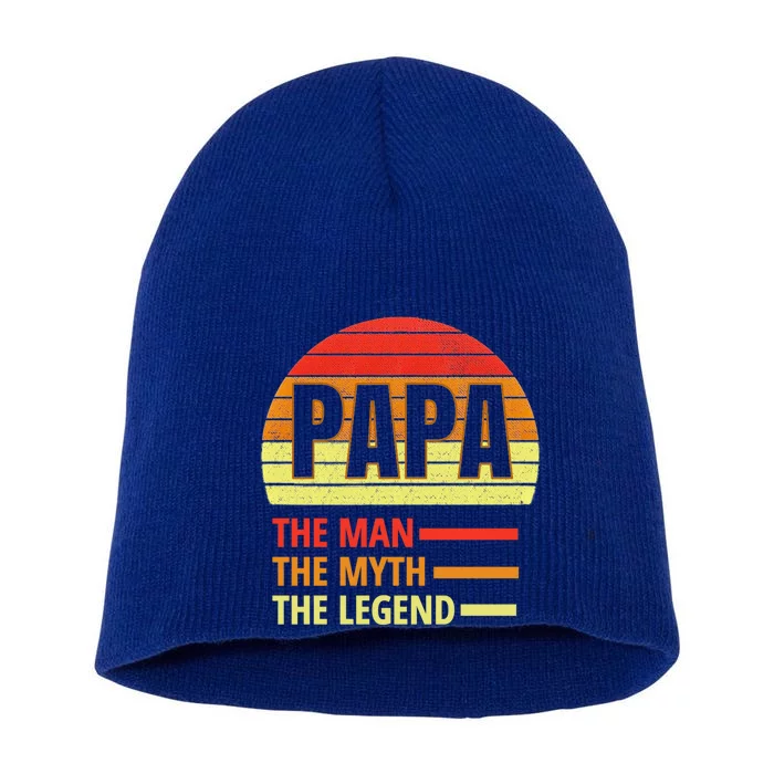 Vintage Papa Myth Legend Funny Gift For Grandparents Gift Short Acrylic Beanie