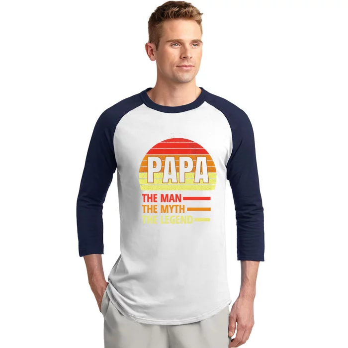 Vintage Papa Myth Legend Funny Gift For Grandparents Gift Baseball Sleeve Shirt