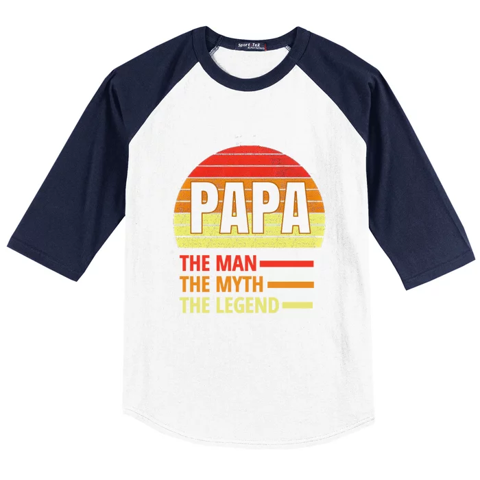 Vintage Papa Myth Legend Funny Gift For Grandparents Gift Baseball Sleeve Shirt