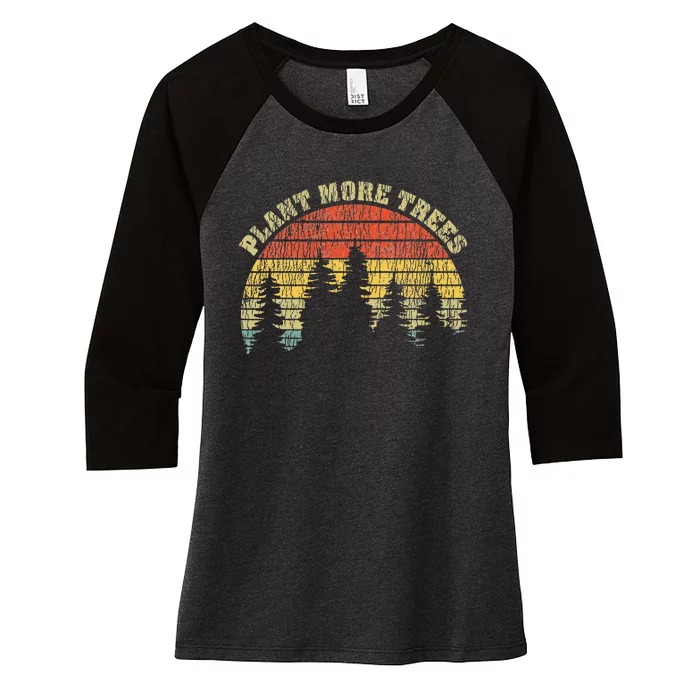 Vintage Plant More Trees Save Our Climate Change Earth Day Women's Tri-Blend 3/4-Sleeve Raglan Shirt