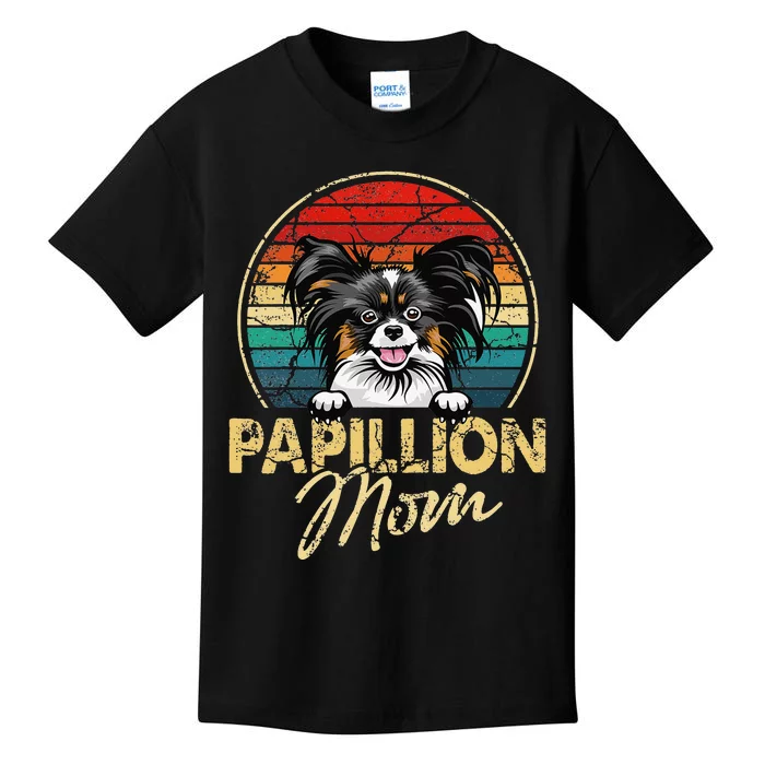 Vintage Papillion Mom Funny Dog Lover Gifts Kids T-Shirt