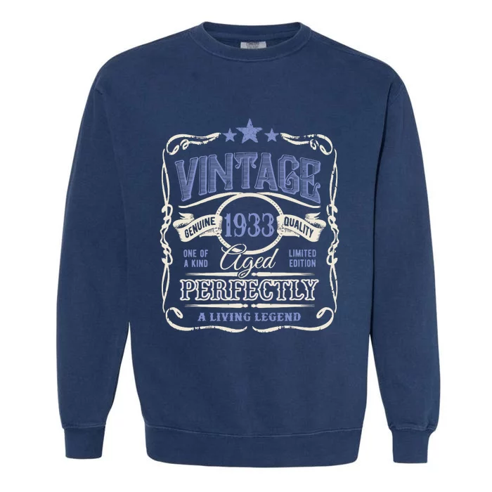 Vintage Premium Made In 1933 Classic Birthday Garment-Dyed Sweatshirt