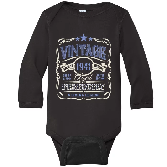 Vintage Premium Made In 1941 Classic Birthday Baby Long Sleeve Bodysuit