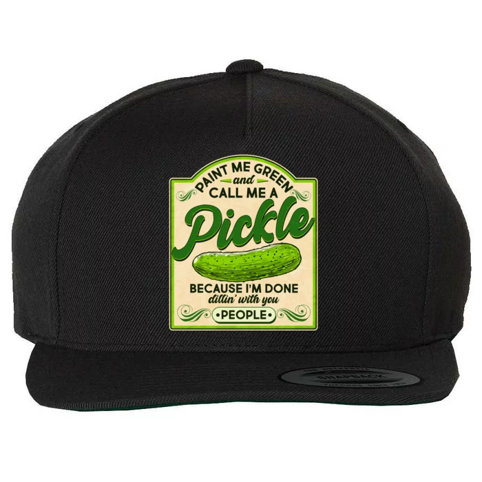 Vintage Paint Me Green And Call Me A Pickle Im Done Dillin With You People Wool Snapback Cap