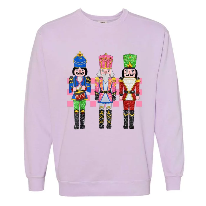 Vintage Pink Nutcracker Squad Ballet Women Pink Christmas Garment-Dyed Sweatshirt