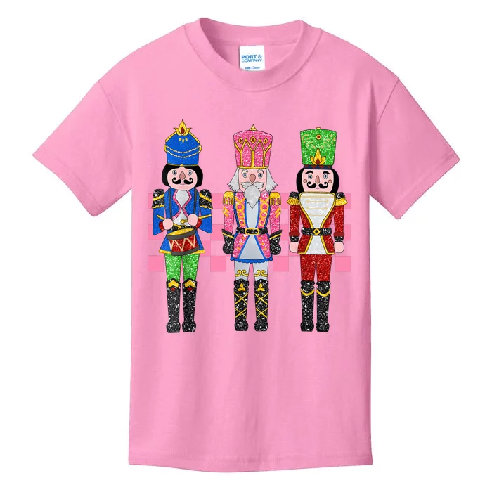 Vintage Pink Nutcracker Squad Ballet Women Pink Christmas Kids T-Shirt