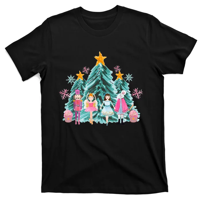 Vintage Pink Nutcracker Squad Ballet Women Pink Christmas T-Shirt