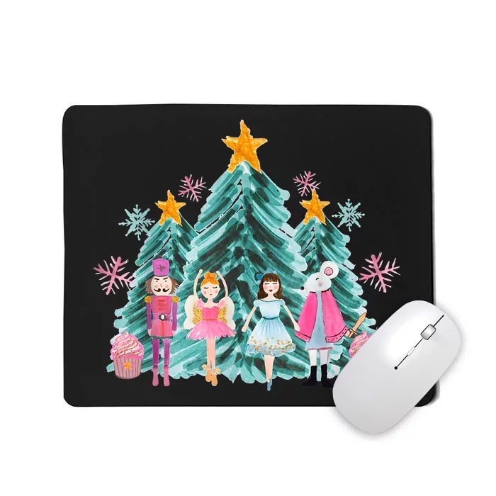 Vintage Pink Nutcracker Squad Ballet Women Pink Christmas Mousepad