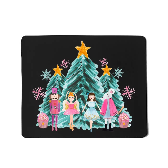 Vintage Pink Nutcracker Squad Ballet Women Pink Christmas Mousepad