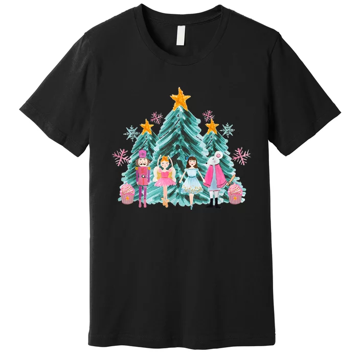 Vintage Pink Nutcracker Squad Ballet Women Pink Christmas Premium T-Shirt