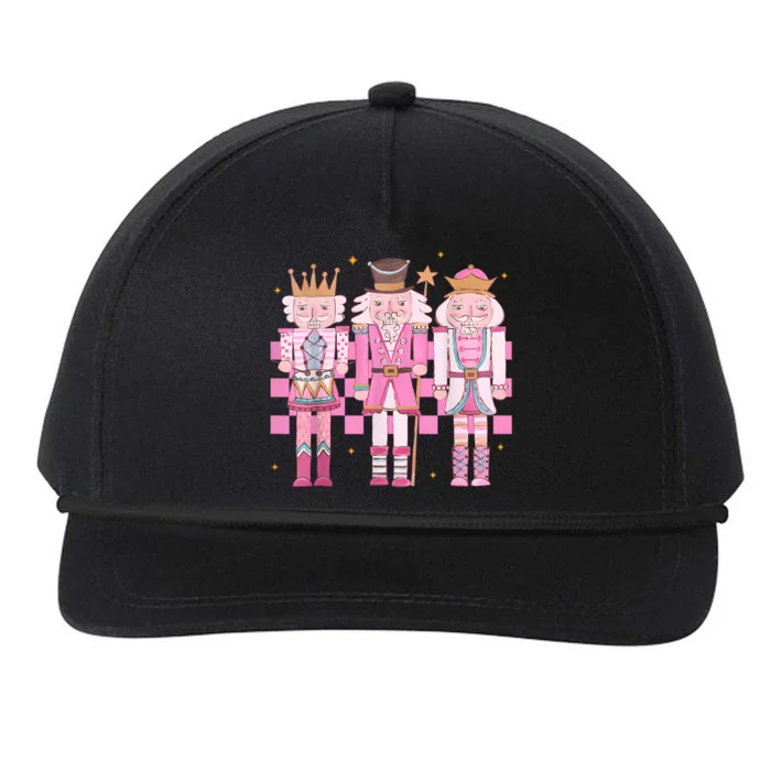 Vintage Pink Nutcracker Squad Women Girl Kids Pink Christmas Snapback Five-Panel Rope Hat