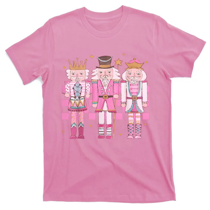 Vintage Pink Nutcracker Squad Women Girl Kids Pink Christmas T-Shirt