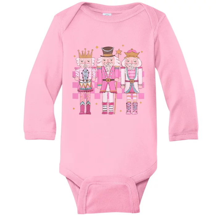 Vintage Pink Nutcracker Squad Women Girl Kids Pink Christmas Baby Long Sleeve Bodysuit