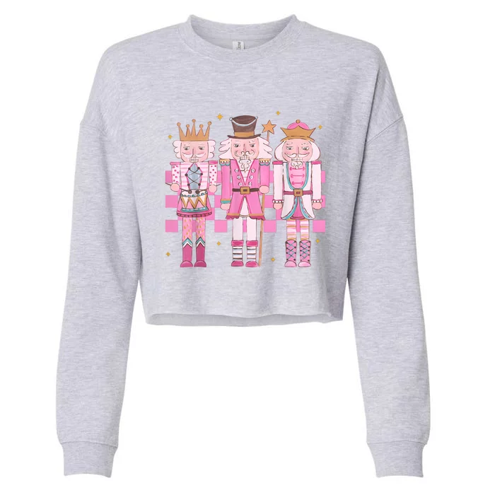 Vintage Pink Nutcracker Squad Women Girl Kids Pink Christmas Cropped Pullover Crew