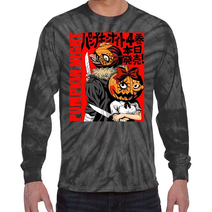 Vintage Pumpkin Night Anime Tie-Dye Long Sleeve Shirt