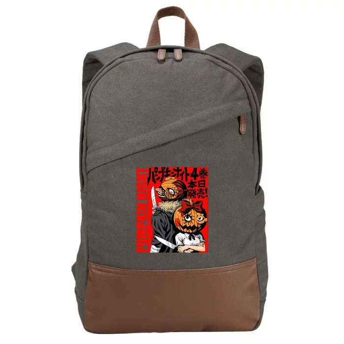 Vintage Pumpkin Night Anime Cotton Canvas Backpack