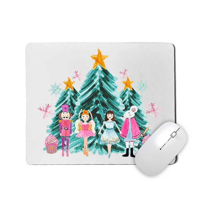 Vintage Pink Nutcracker Squad Ballet Wo Pink Christmas Mousepad