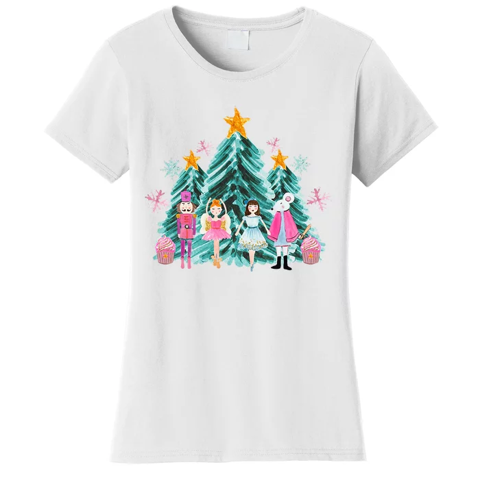 Vintage Pink Nutcracker Squad Ballet Wo Pink Christmas Women's T-Shirt