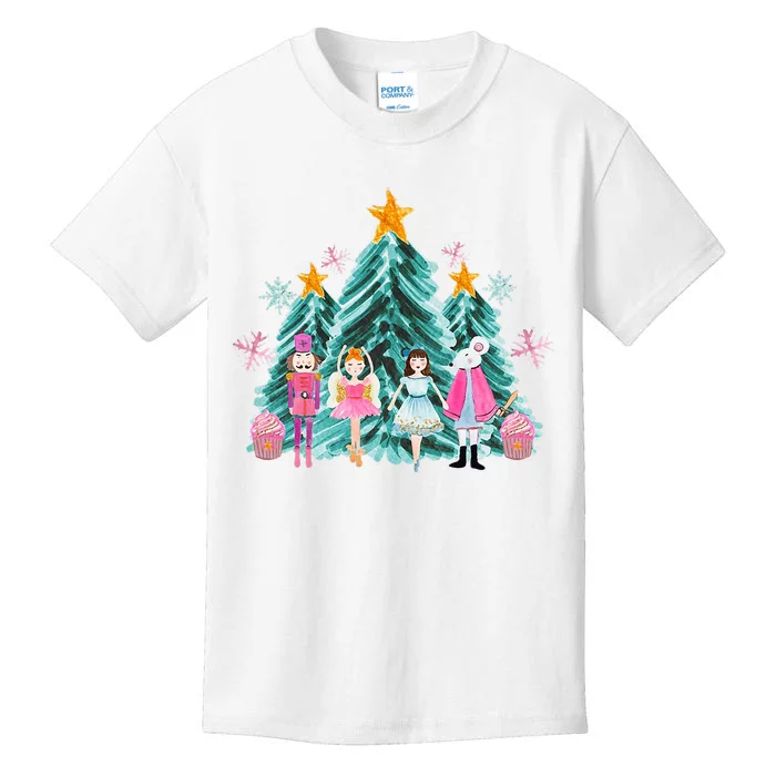 Vintage Pink Nutcracker Squad Ballet Wo Pink Christmas Kids T-Shirt