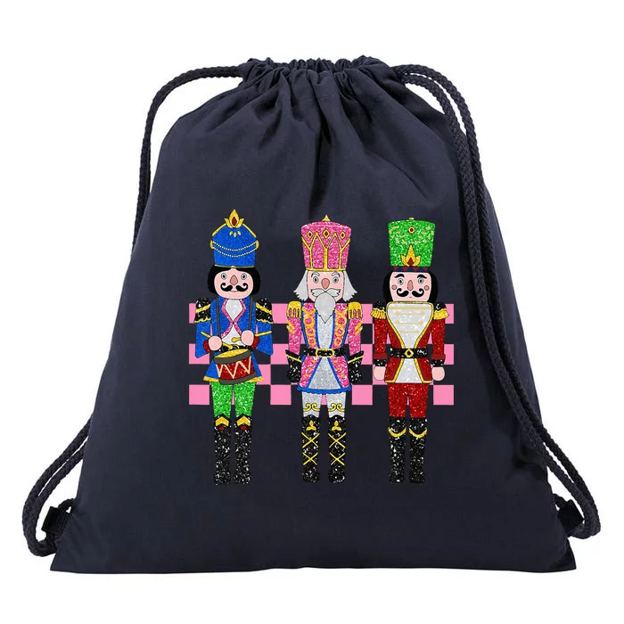 Vintage Pink Nutcracker Squad Ballet Wo Pink Christmas Drawstring Bag