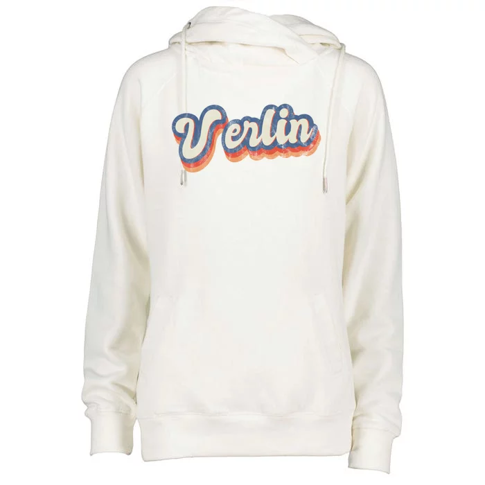 Verlin Personalized Name Gift Custom Lettering 70S Cute Gift Womens Funnel Neck Pullover Hood