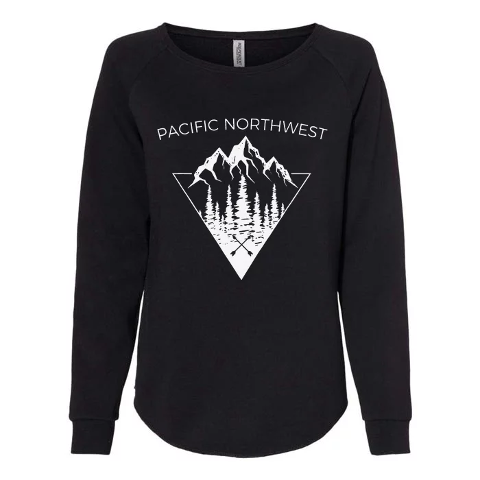 Vintage Pacific Northwest Cool PNW Mountain Trees Womens California Wash Sweatshirt