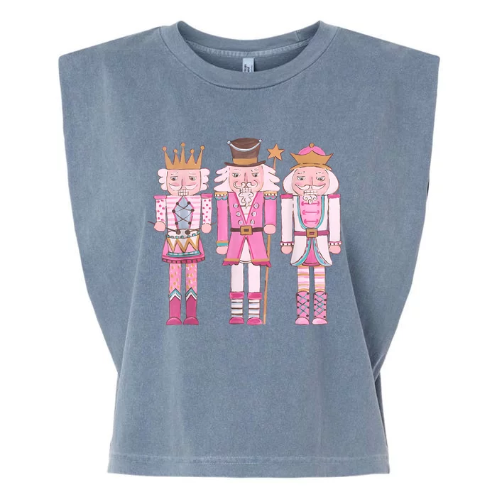 Vintage Pink Nutcracker Squad Girl Kids Pink Christmas Garment-Dyed Women's Muscle Tee