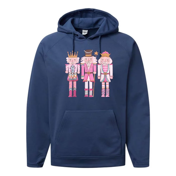 Vintage Pink Nutcracker Squad Girl Kids Pink Christmas Performance Fleece Hoodie