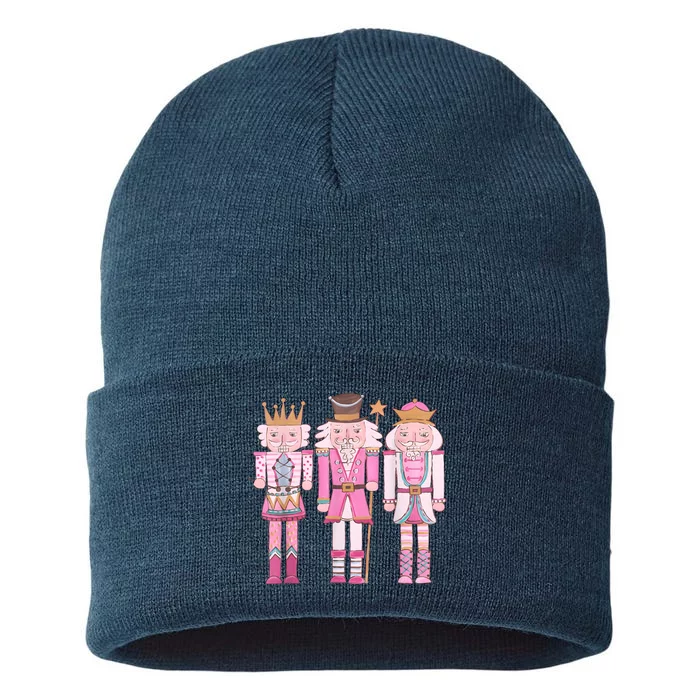 Vintage Pink Nutcracker Squad Girl Kids Pink Christmas Sustainable Knit Beanie